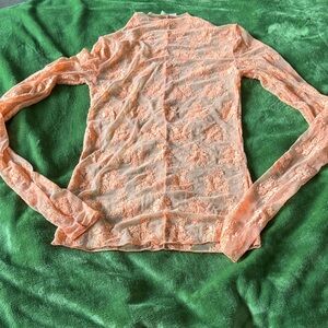FP Movement by Free People Sheer Lace Top in Peach